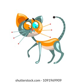Cute robotic cat, artificial intelligence concept vector Illustrations on a white background