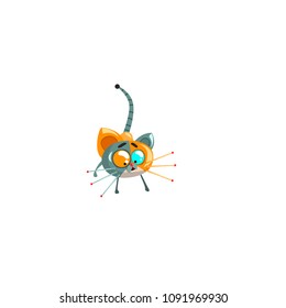 Cute robotic kitten, funny robot animal, artificial intelligence concept vector Illustrations on a white background