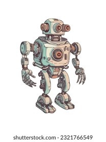 Icono de pie de mascota robótica cúpula aislado