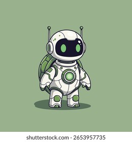 Tartaruga robótica bonito, réptil futurista com Shell protetor e melhorias tecnológicas - Perfeito para o Sci-Fi infantil, conteúdo educacional e temas de inovação tecnológica. Ilustração de vetor