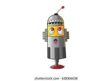 Cute Robots Amazed. Vector Illustration. Isolated on white background.