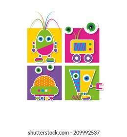 cute robots collection greeting card