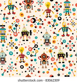 cute robots seamless pattern