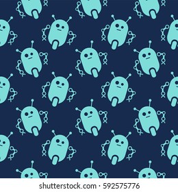 Cute robots seamless pattern. Baby background.