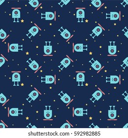 Cute robots seamless pattern. Baby background.