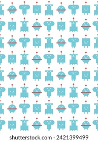 Cute robots seamless pattern design. Vector illustration.