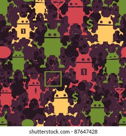 Cute robots seamless pattern. Nice vector texture for your background.