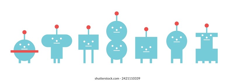 Cute robots set design. Vector illustration.