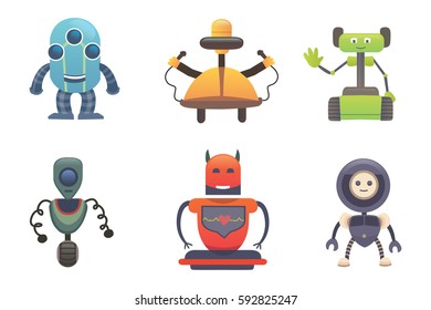 Cute Robots. Set robot vectoor illustration