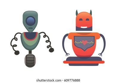 Cute Robots. Set robot vectoor illustration