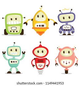 Cute Robots In White Background