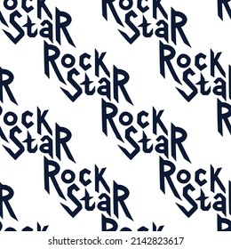 Cute rock graffiti lettering seamless pattern. Hand drawn monochrome black and white doodle cartoon letters. Ideal for baby clothes, textiles, wallpaper, wrapping paper