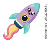 Cute Rocket Cartoon Character Icon