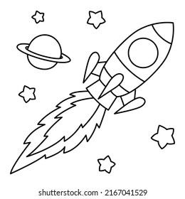 Cute Rocket Cartoon Coloring Page Illustration Stock Vector (Royalty ...