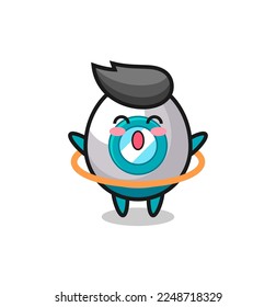 cute rocket cartoon is playing hula hoop , cute style design for t shirt, sticker, logo element