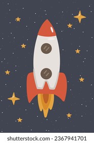 Vector de dibujos animados de cohetes recortados, vector del sistema solar, fondo del vector espacial, vector de niños, estilo de dibujos animados planos