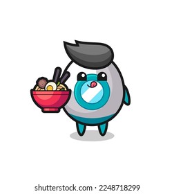 cute rocket character eating noodles , cute style design for t shirt, sticker, logo element