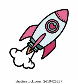 Cute Rocket with Heart Design Illustration