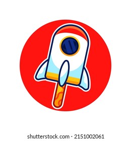 Cute rocket ice cream cartoon vector icon illustration