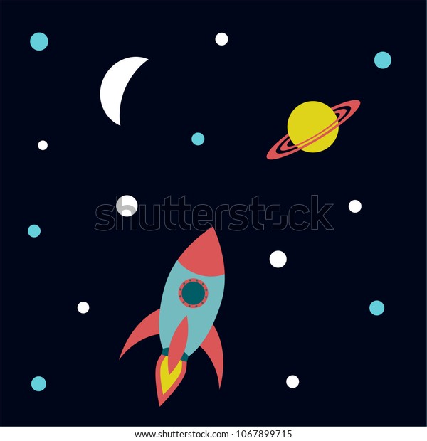 Cute Rocket Ship Flight Vector Illustration Stock Vector (Royalty Free ...