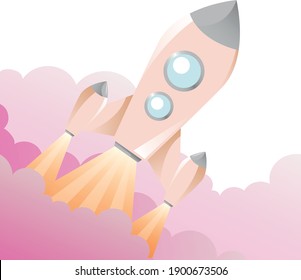 Cute rocket in the sky