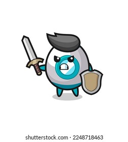 cute rocket soldier fighting with sword and shield , cute style design for t shirt, sticker, logo element