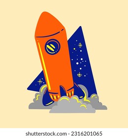 cute rocket in space illustration