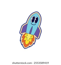 cute rocket vector illustration sticker
