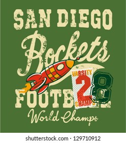 Cute rockets football team - print for child wear in custom colors