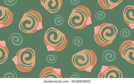 Cute roll cake pattern background vector design