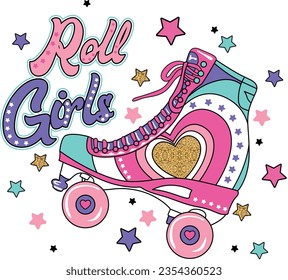 cute roll girl design graphic tees for girl 