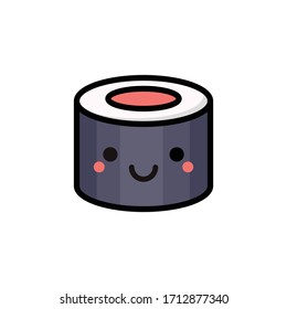 Cute Roll Symbol. Vektorillustration Illustration von kawaii-Sushi einzeln auf weißem Hintergrund.