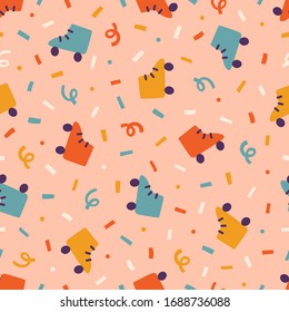 Cute roller skate seamless pattern. Vector illustration