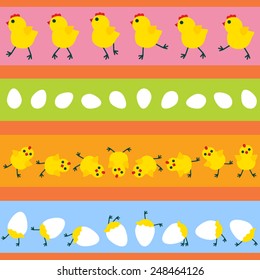 Cute rolling chicks. Easter vector illustration.