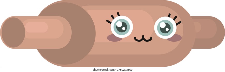 Cute rolling pin , illustration, vector on white background