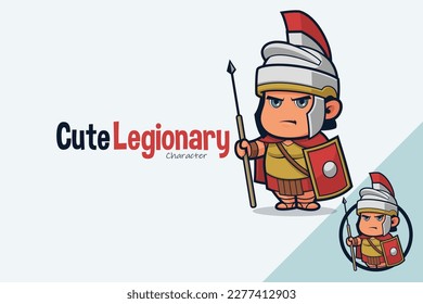 Cute Roman Legionary Carrying Spear and Shield