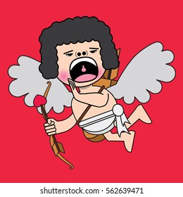 Cute romance cupid angel, vector design.