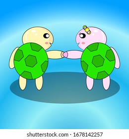 cute romance turtle vector design