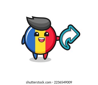 cute romania flag badge hold social media share symbol , cute style design for t shirt, sticker, logo element