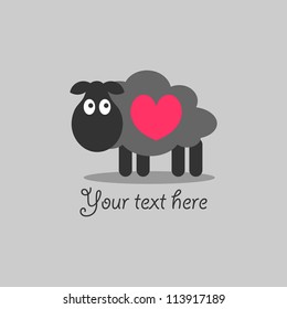 Cute romantic card with lamb