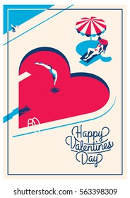 cute romantic card for valentine's day, vector illustration