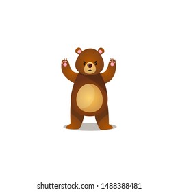 Cute romantic cartoon couple of brown grizzly bears