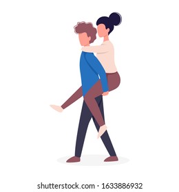 Cute romantic couple, domestic and date situation. Woman and man are in love. Lovers spending time together. Isolated flat vector illustration