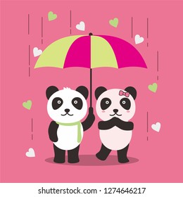 Cute and romantic couple of panda vector illustration for valentine day