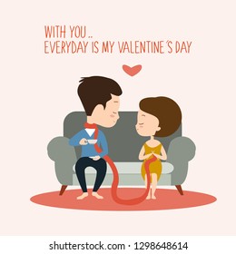 cute romantic couple for valentine 's day card