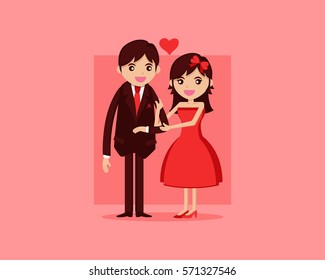 Cute Romantic Date Night Prom Illustration, Suitable for Invitation, Web Banner, Social Media, and Other Valentine Related Occasion