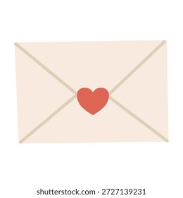 Sobre romántico lindo con la ilustración plana roja del sello del corazón. Conveniente para el arte del Clip, pegatinas, ilustración plana del diseño, etc