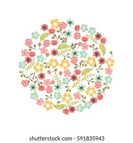 Cute and romantic floral wreath design. Floral wreath decoration for wedding invitation card, newly wed decoration. 