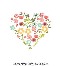 Cute and romantic floral wreath design. Floral wreath decoration for wedding invitation card, newly wed decoration. 