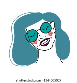 Cute romantic girl wearing glasses vector illustration graphic design. Girl power. Feminism.